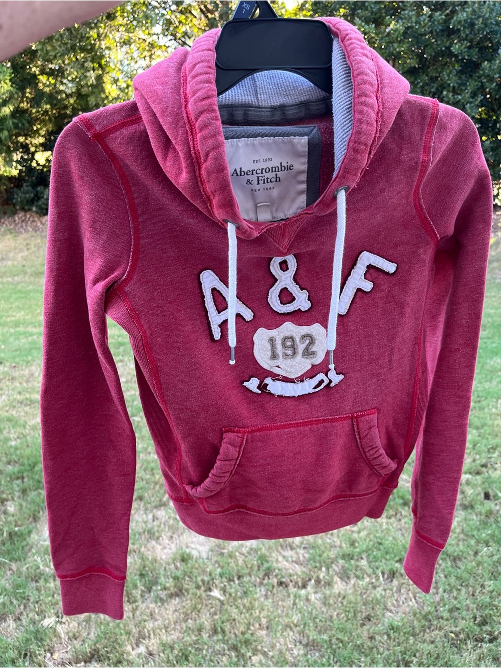 Y2K Vintage Abercrombie & Fitch Waffle Hooded Sweatshirt Red